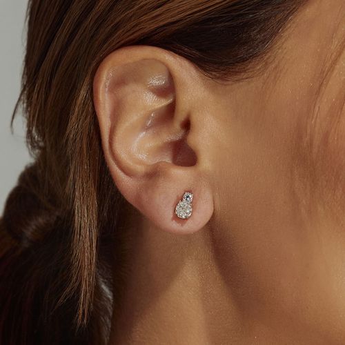 Brinco Top Redondos com Zircônias Ice Cutting Diamond Color e Zircônias Brancas - Prata 925