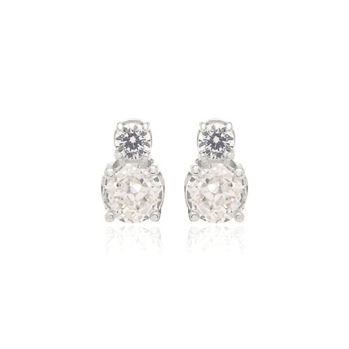 Brinco Top Redondos com Zircônias Ice Cutting Diamond Color e Zircônias Brancas - Prata 925