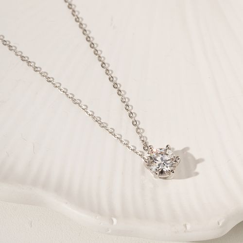 Colar Moissanite com Lapidação Brilhante de 7mm 1,20 CT / 120 Pontos D - VVS1 50cm - Prata 925