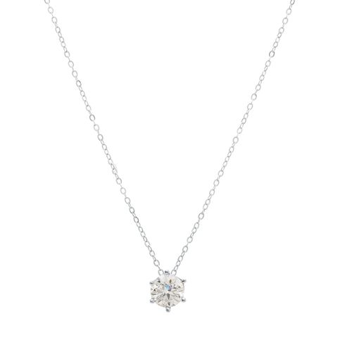 Colar Moissanite com Lapidação Brilhante de 7mm 1,20 CT / 120 Pontos D - VVS1 50cm - Prata 925