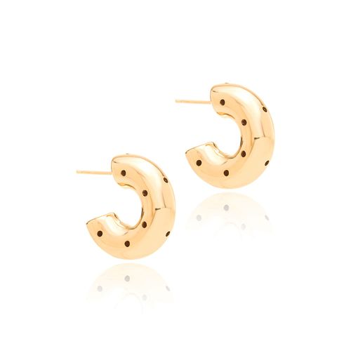 Brinco Argola com Furos Lisa - Banho de Ouro 18k