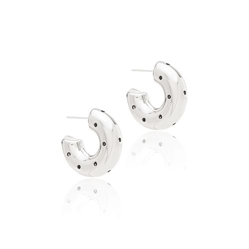 Brinco Argola com Furos Lisa - Banho de Ródio Branco