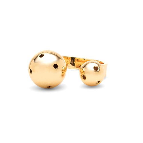 Anel Liso de Esferas Pequenas com Furos Free Size Veste do 15 a 19 - Banho de Ouro 18k