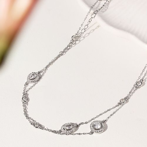 Colar Formas com Zircônias Brancas 75cm - Prata 925