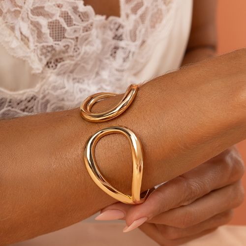 Bracelete Liso Curvado - Banho de Ouro 18k