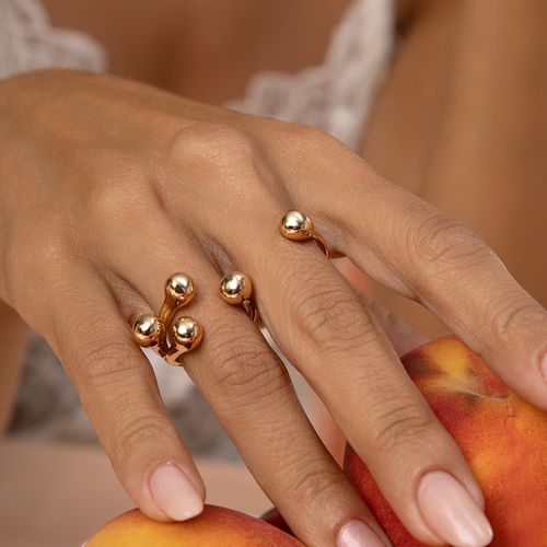 Anel Liso Esferas - Banho de Ouro 18k