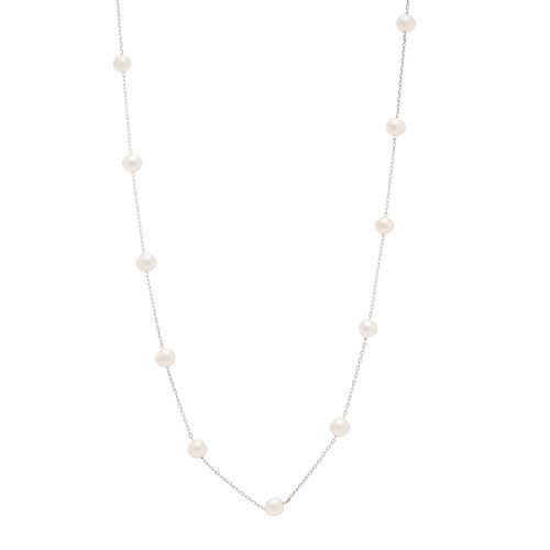 Colar Longo com 25 Pérolas de Água Doce 86cm - Prata 925