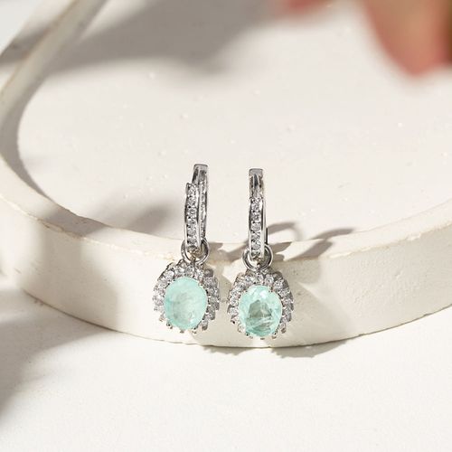 Brinco Ear Bling Oval com Fusion Turmalina Light e Zircônias Brancas - Prata 925